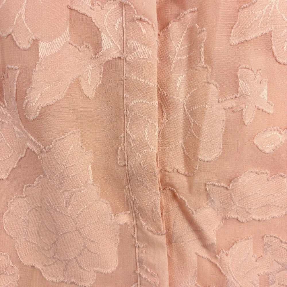 Elle Floral Dusty Rose Peach Sleeveless Blouse Floral Jacquard Weave Lace Small - Picture 10 of 12
